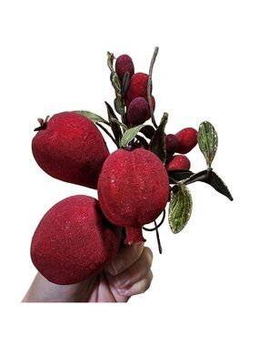 Holiday Christmas artificial beaded fruit berry leaf bundle decor